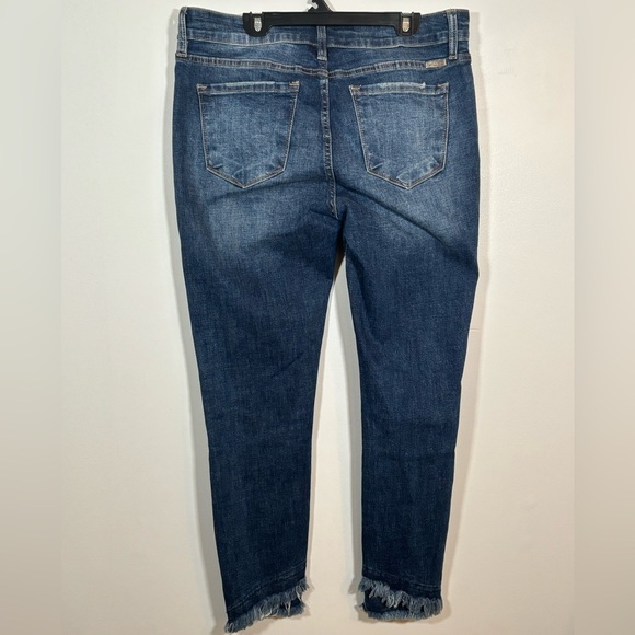KanCan Women’s Distressed Skinny Jeans Size 13/30 Dark Wash Raw Frayed Hem - Picture 5 of 11